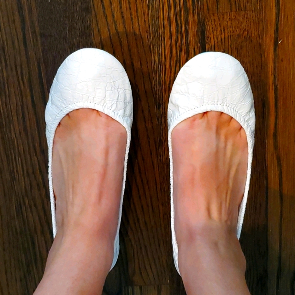 Tieks Diamond White Croc Print Ballet Flats